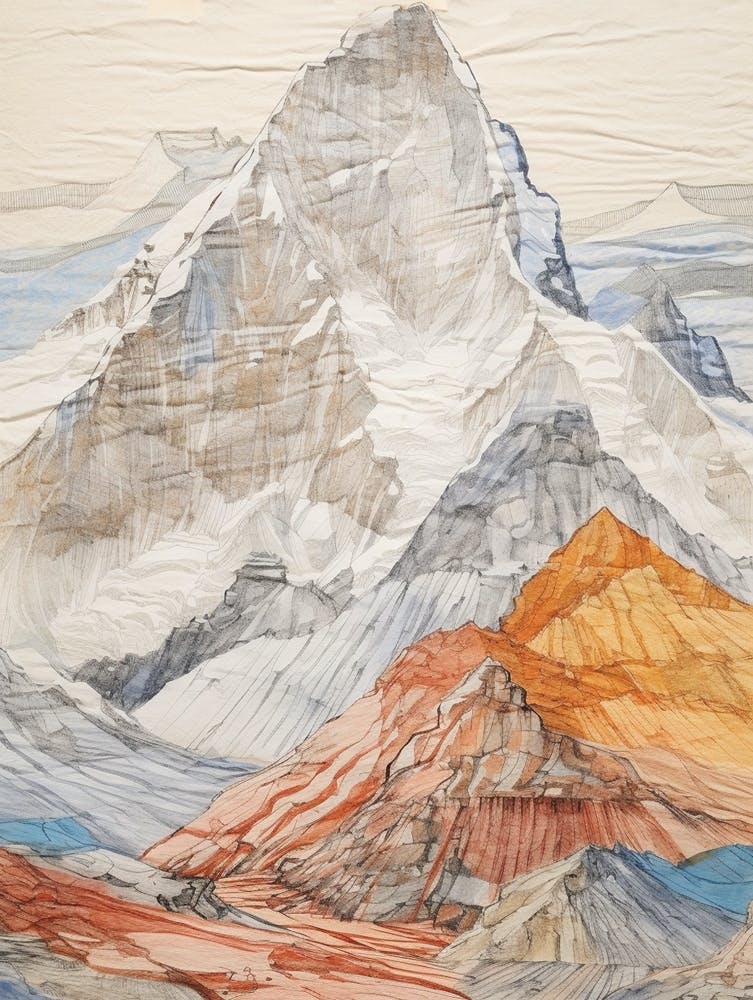 Cho Oyu Nepal 2 Colourful Mountain Illustration