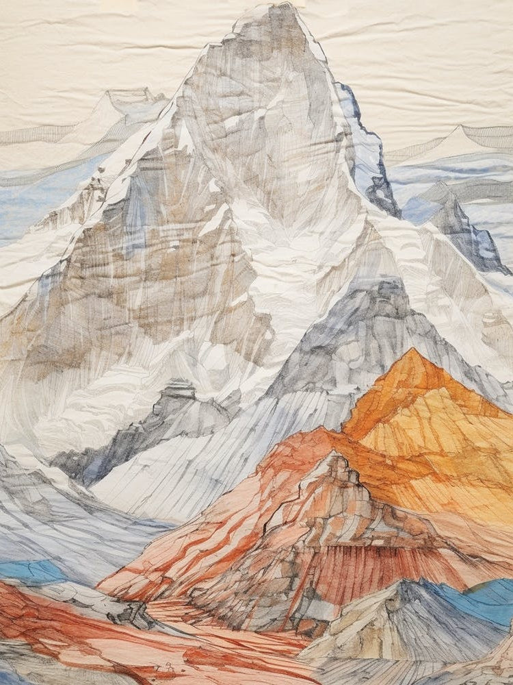 Cho Oyu Nepal 2 Colourful Mountain Illustration