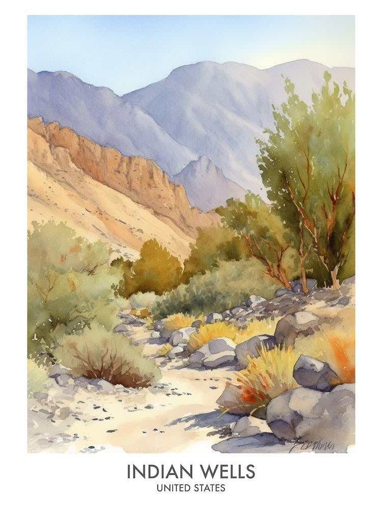 Indian Wells 3 Watercolour Travel Poster