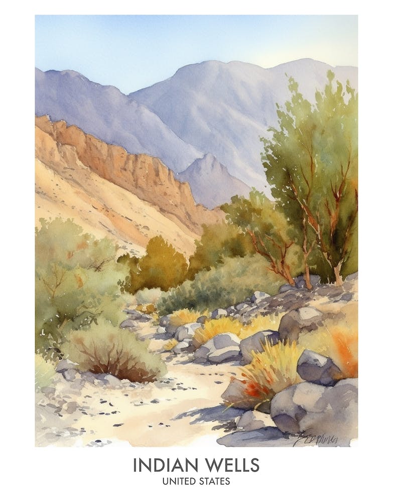 Indian Wells 3 Watercolour Travel Poster