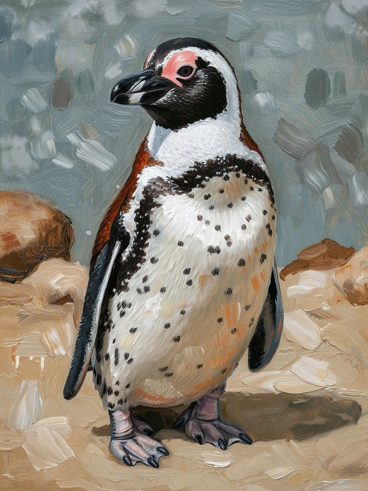 African Penguin Saunders Island Oil Painting 1