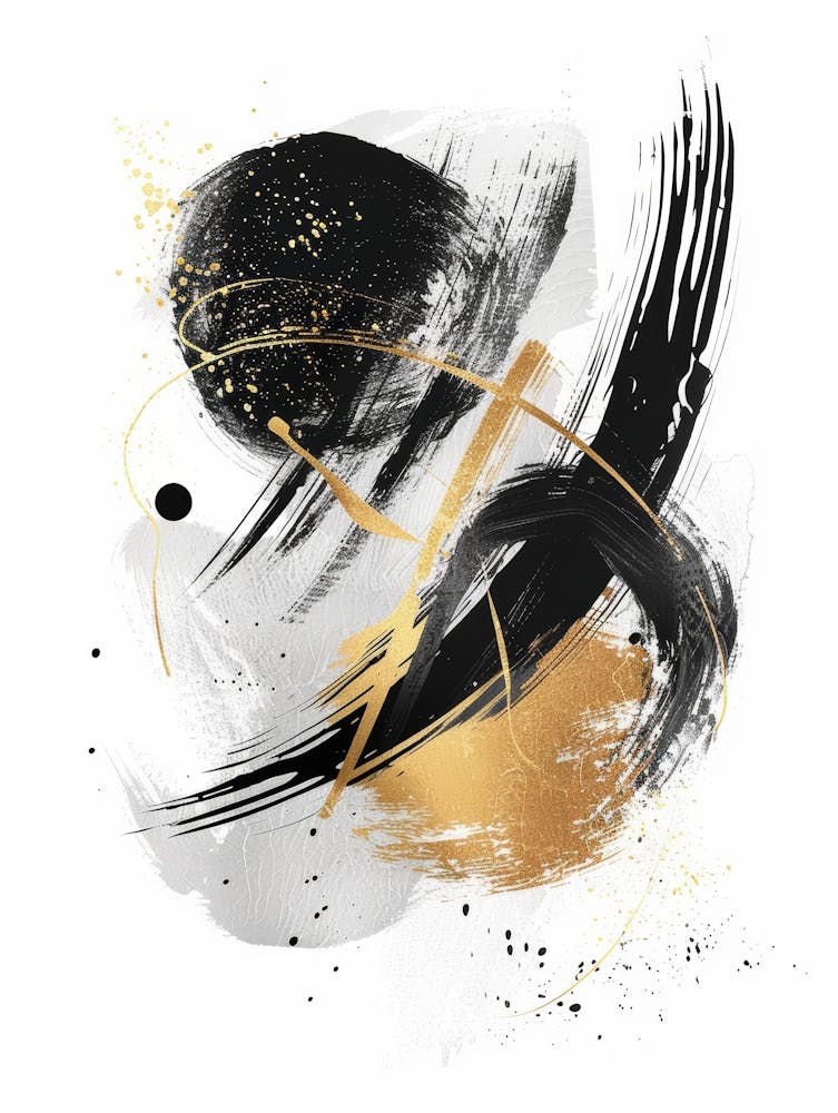 Abstract Black And Gold Painting 53