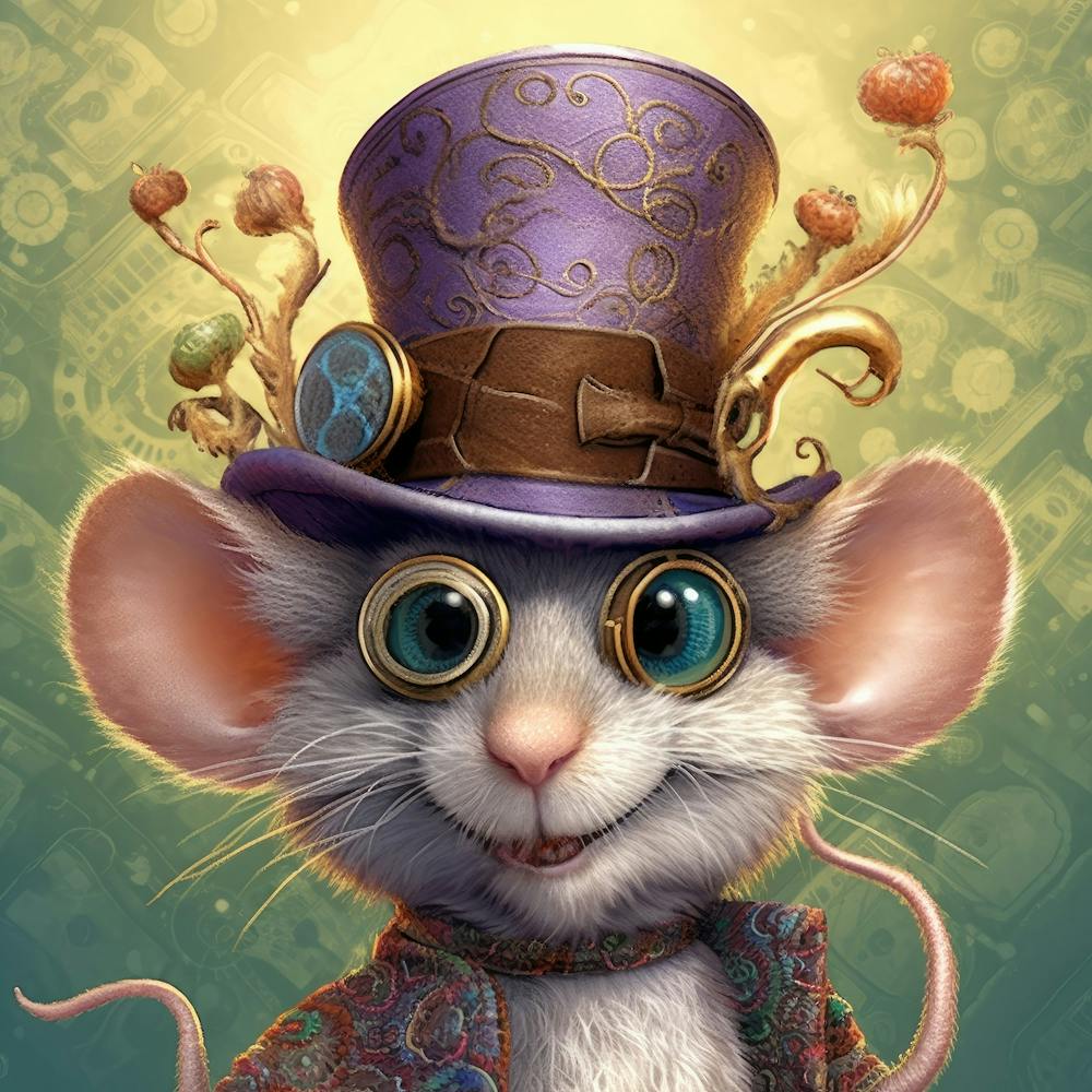 Whimsical Magical Wacky Mouse Wearing Large Glasses 1
