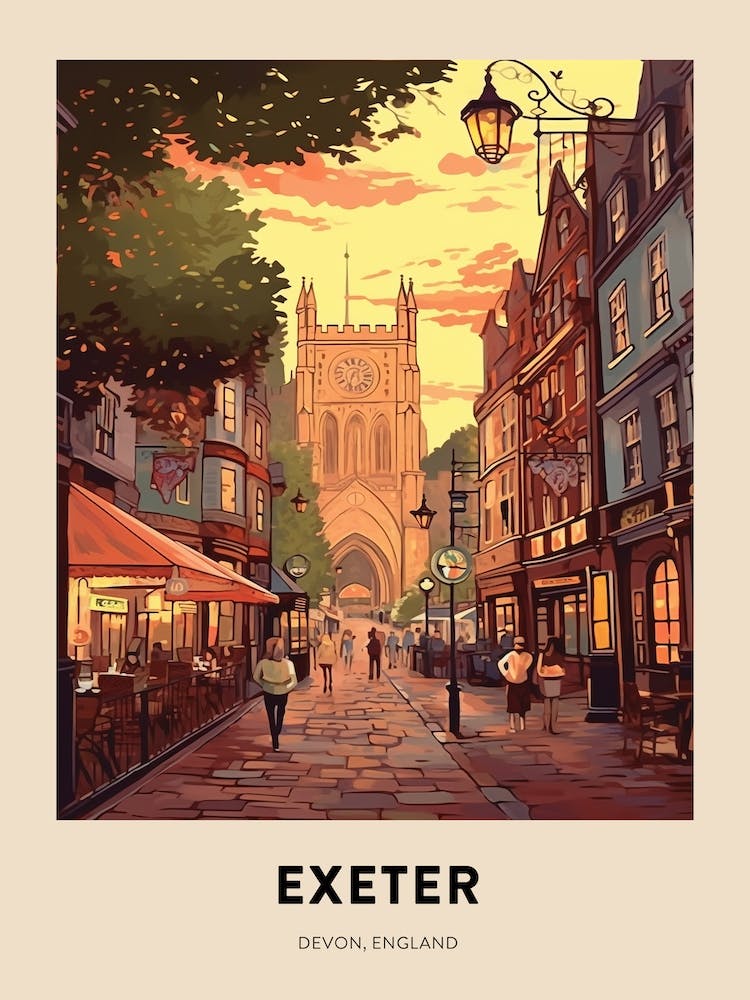 Devon Vintage Travel Poster Exeter 4