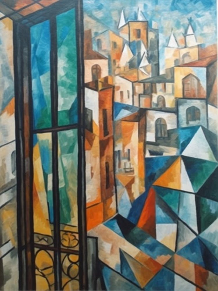 Window View Barcelona Of In The Style Of Cubism 3