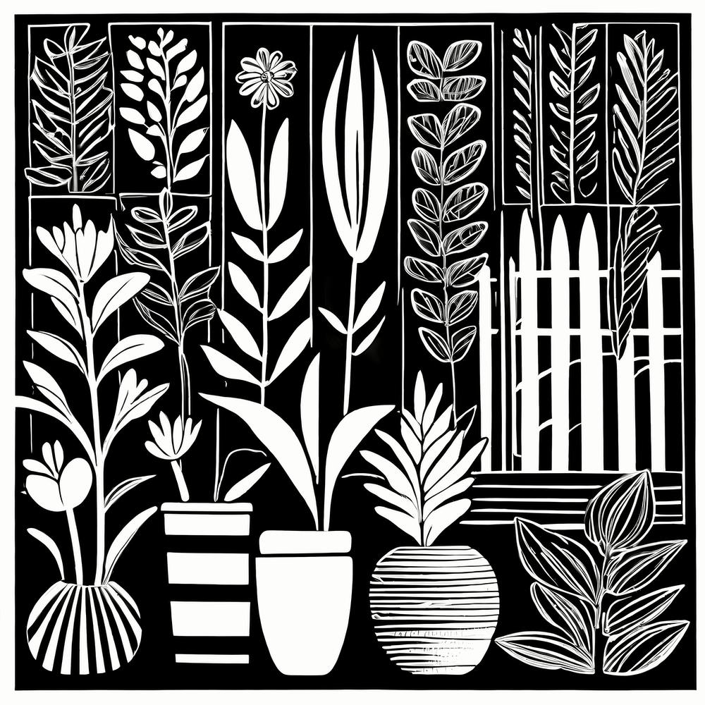 Lion cut inspired Black and white Garden plants & flowers art, Gardening art, Garden 200