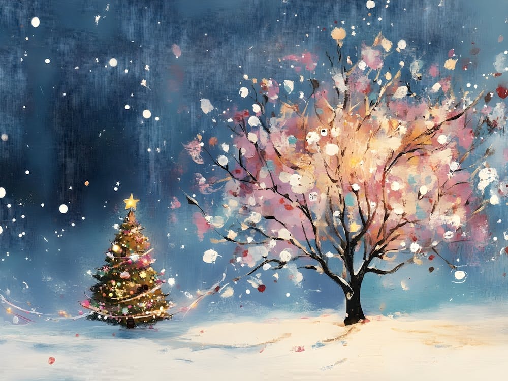 Christmas Tree In The Snow 14