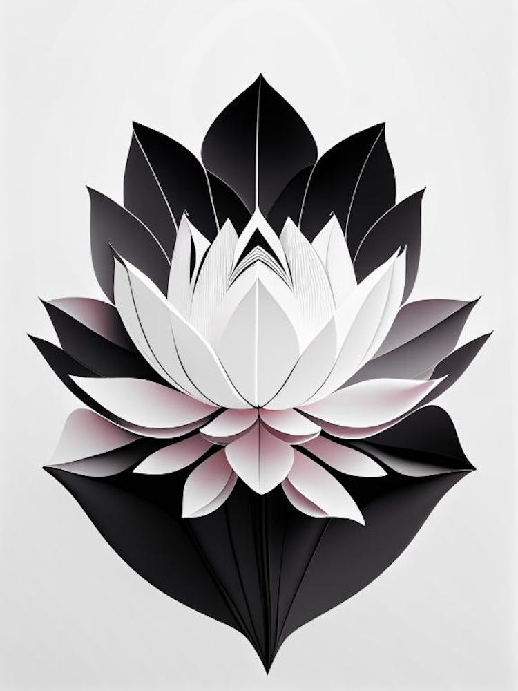 Giant Lotus Black And White Geometric 2