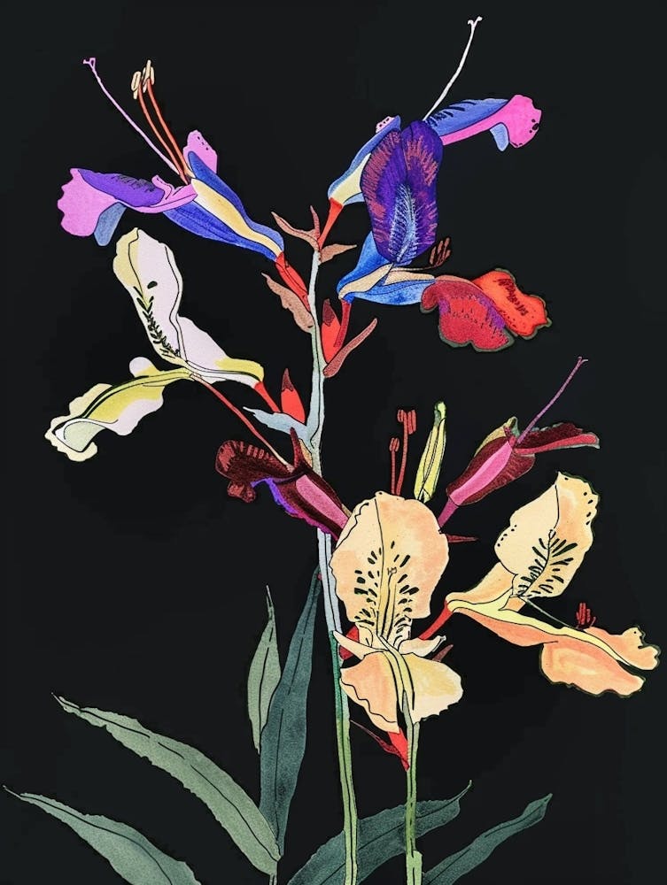 Neon Flowers On Black Snapdragon 1