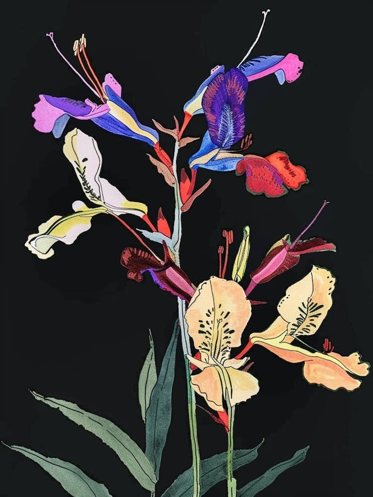 Neon Flowers On Black Snapdragon 1