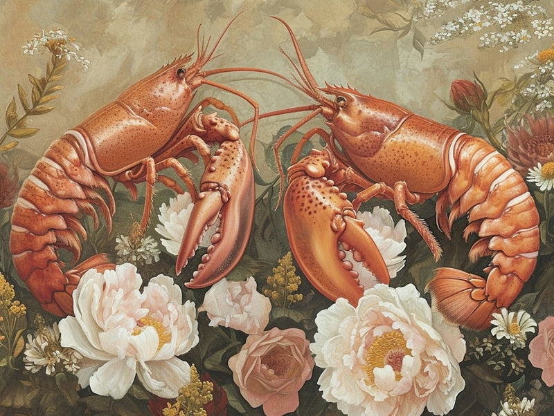 Floral Animal Illustration Lobster 1