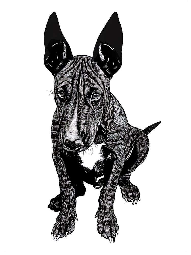Miniature Bull Terrier Line Sketch 1