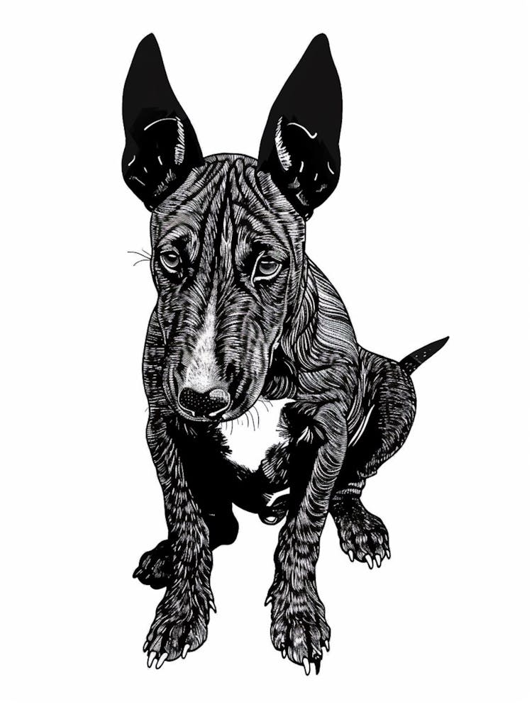Miniature Bull Terrier Line Sketch 1