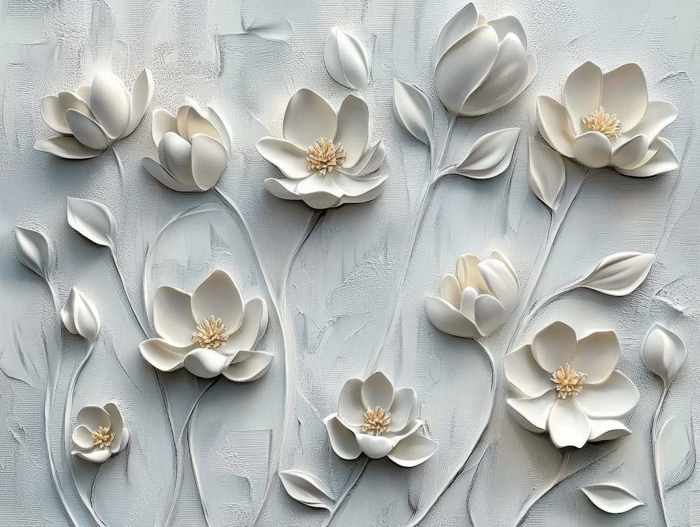This Is A Simple Floral Painting On A Light Gray 3d