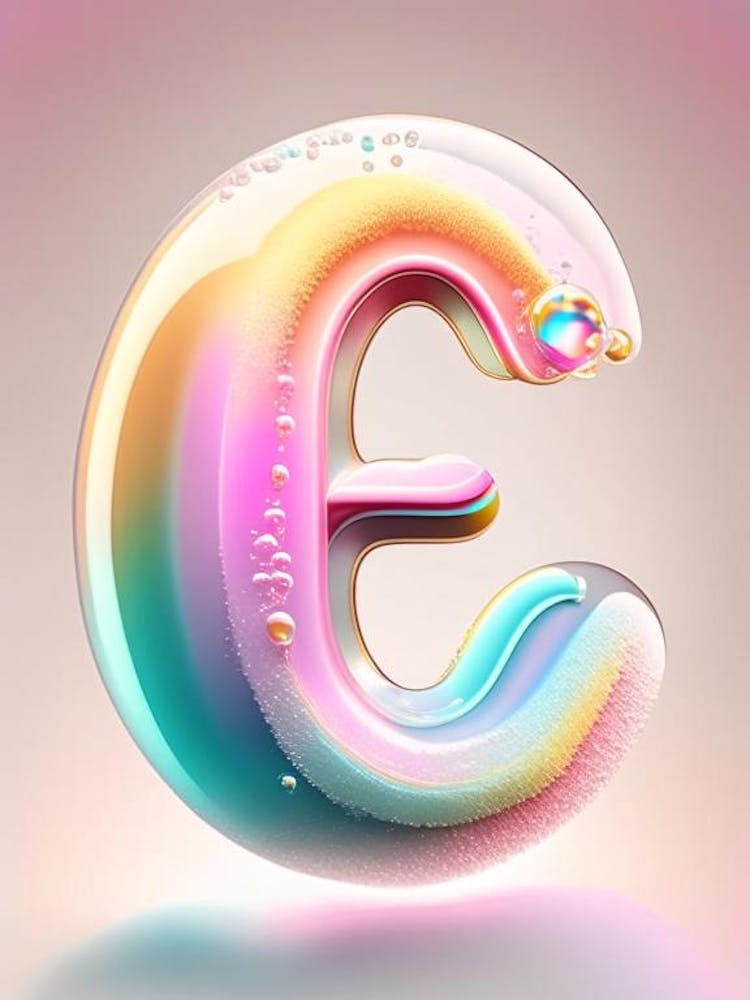 E, Alphabet Bubble Rainbow 1