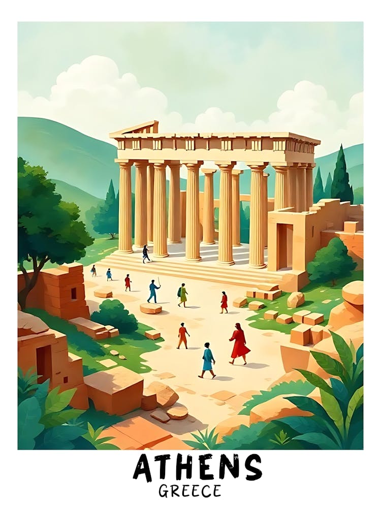 Athens Greece Vintage Travel Poster 10