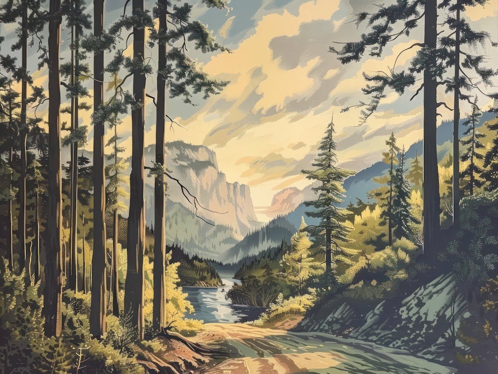 Retro Mountains Illustration 1