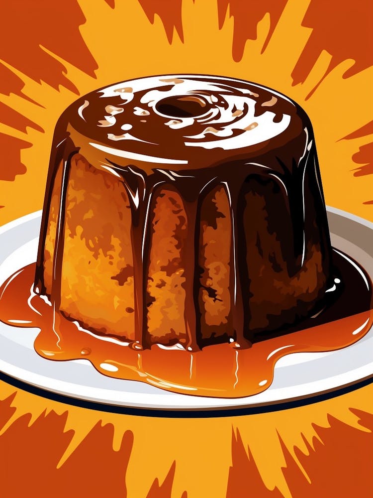 Sticky Toffee Pudding Pop Art Cartoon 1
