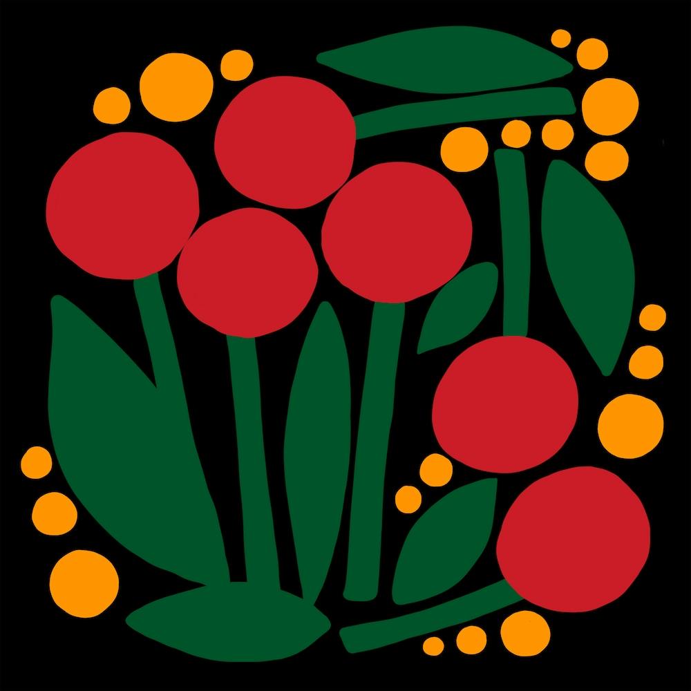 Red And Orange Abstract Flowers Square