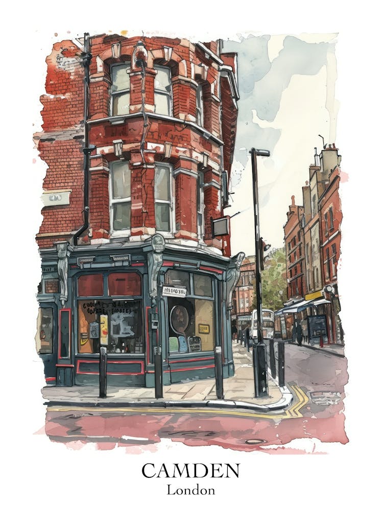 Camden London Borough Straße Aquarell 4 Poster