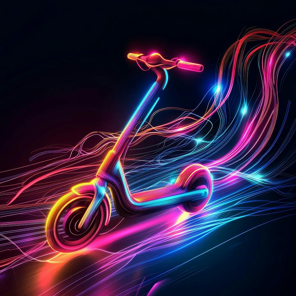 Neon Scooter On Black Background