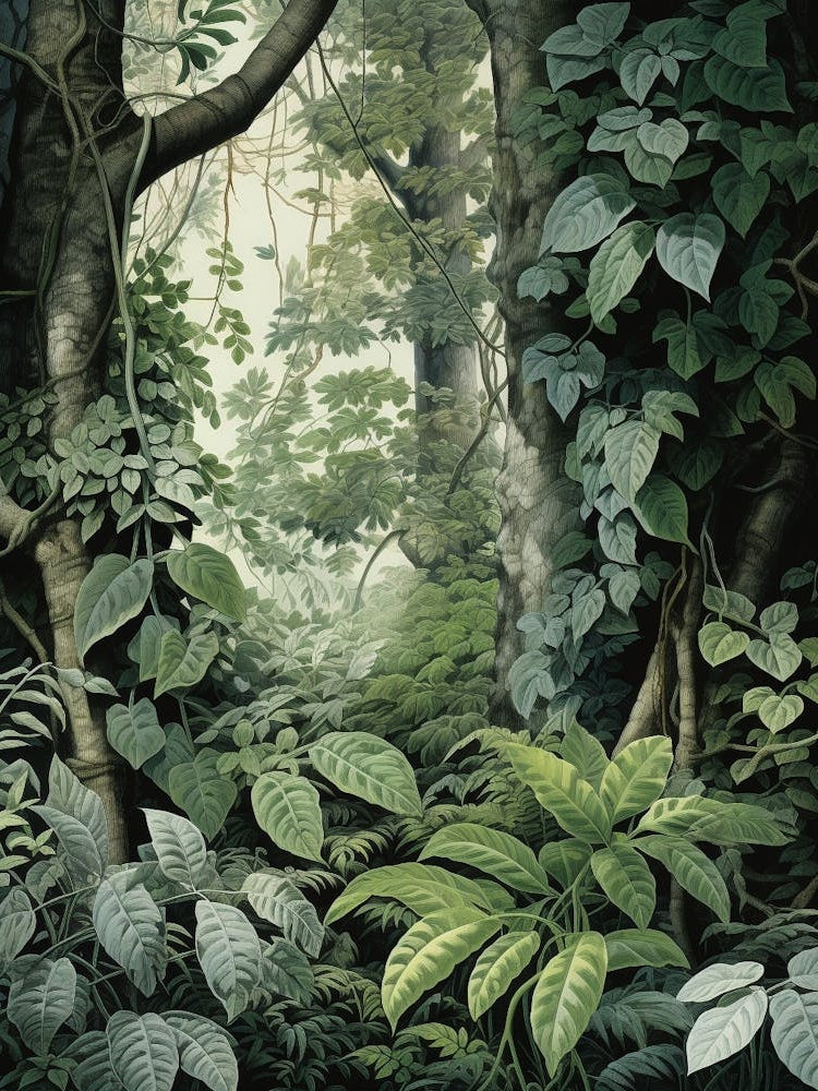 Vintage Jungle Botanical Illustration Pothos 1