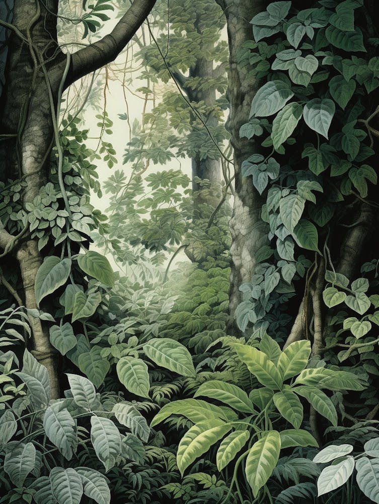 Vintage Jungle Botanical Illustration Pothos 1