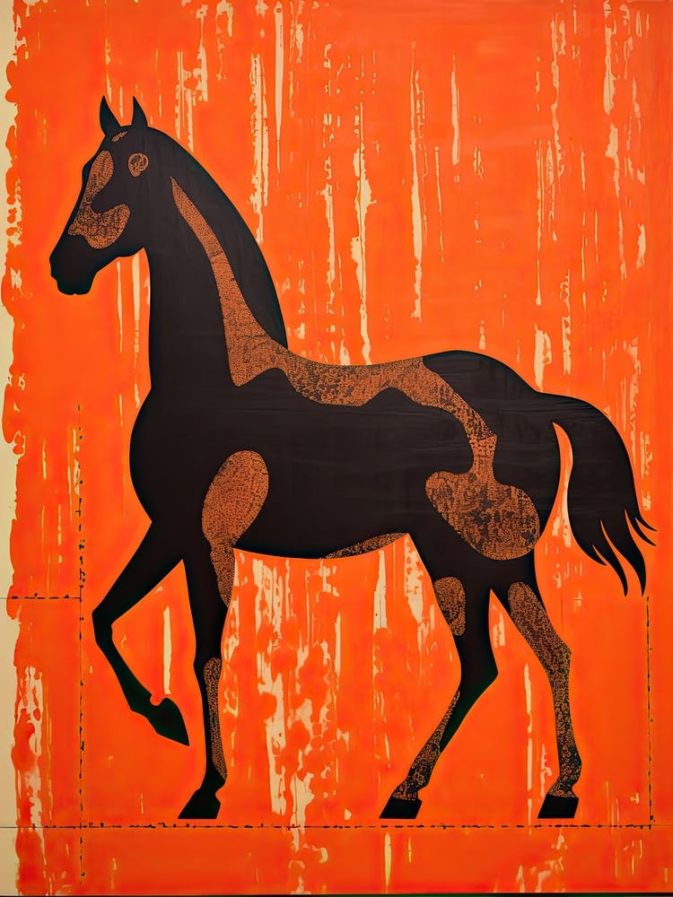 Horse, Woodblock Animal  Drawing 1