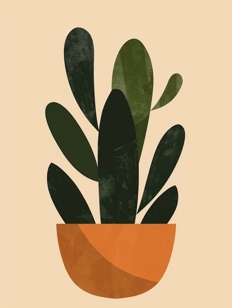 Rhipsalis Cactus Minimalist Abstract Illustration 3