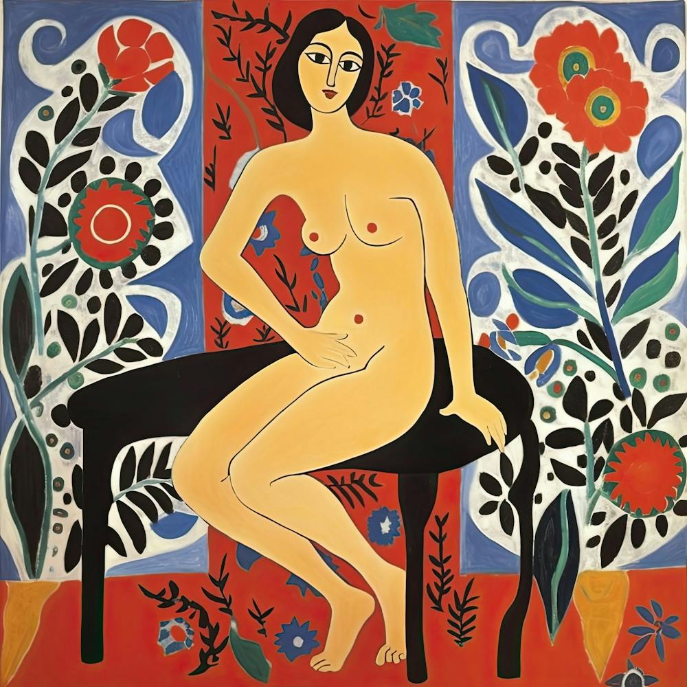 Floral Woman Pose, The Matisse Inspired Art Collection