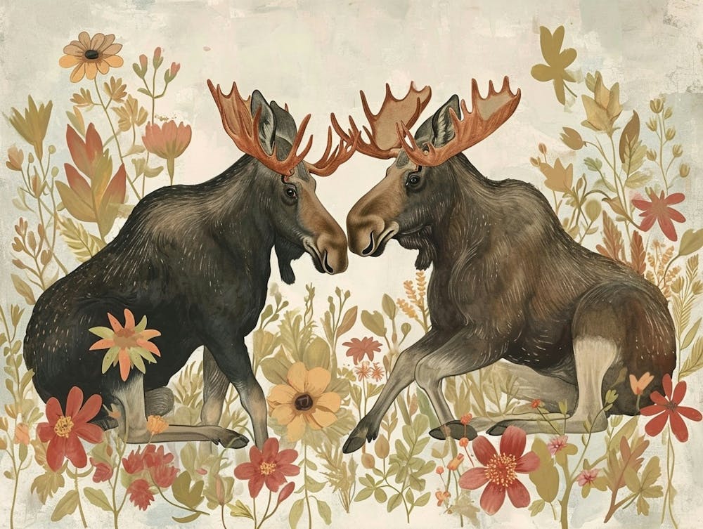 Florale Tierillustration Elch 3