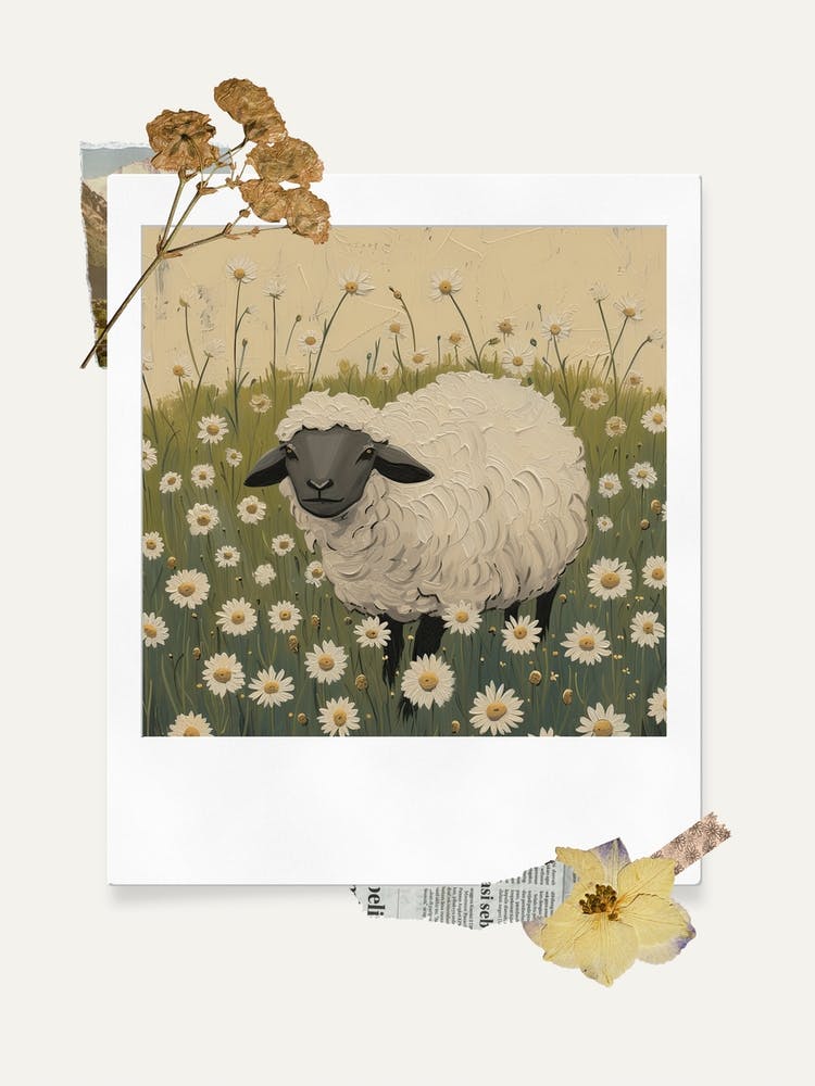 Scrapbook Sheep Fairycore Painting 8