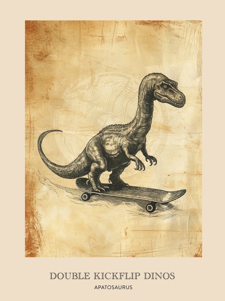 Apatosaurus Vintage Dinosaur Poster 2
