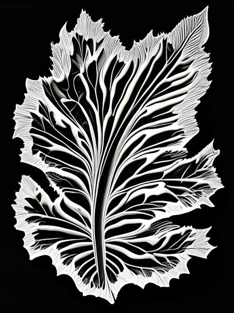 Wild Lettuce Leaf Linocut 3