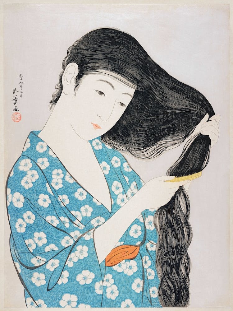 Woman Combing Her Hair