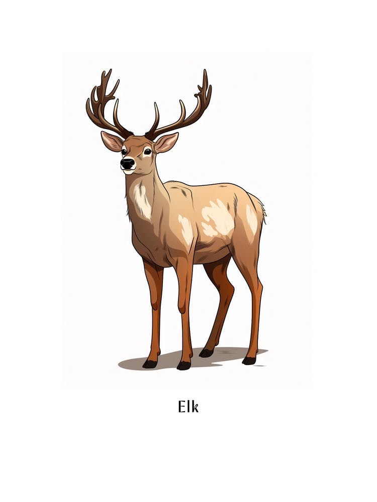 Elk Kids Animal Poster