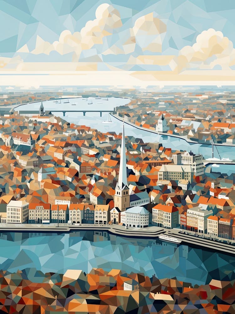 Copenhagen, Denmark, Geometric Illustration 3
