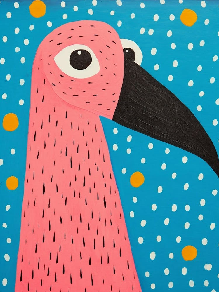 Pink Polka Dot Flamingo 1