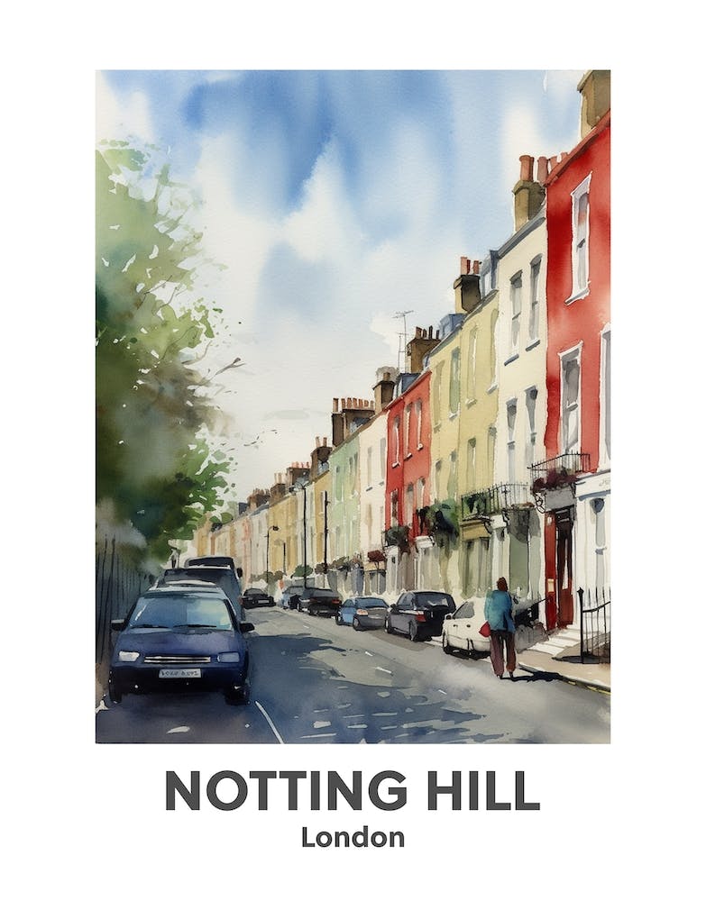 Notting Hill, London 2 Aquarell-Reiseposter