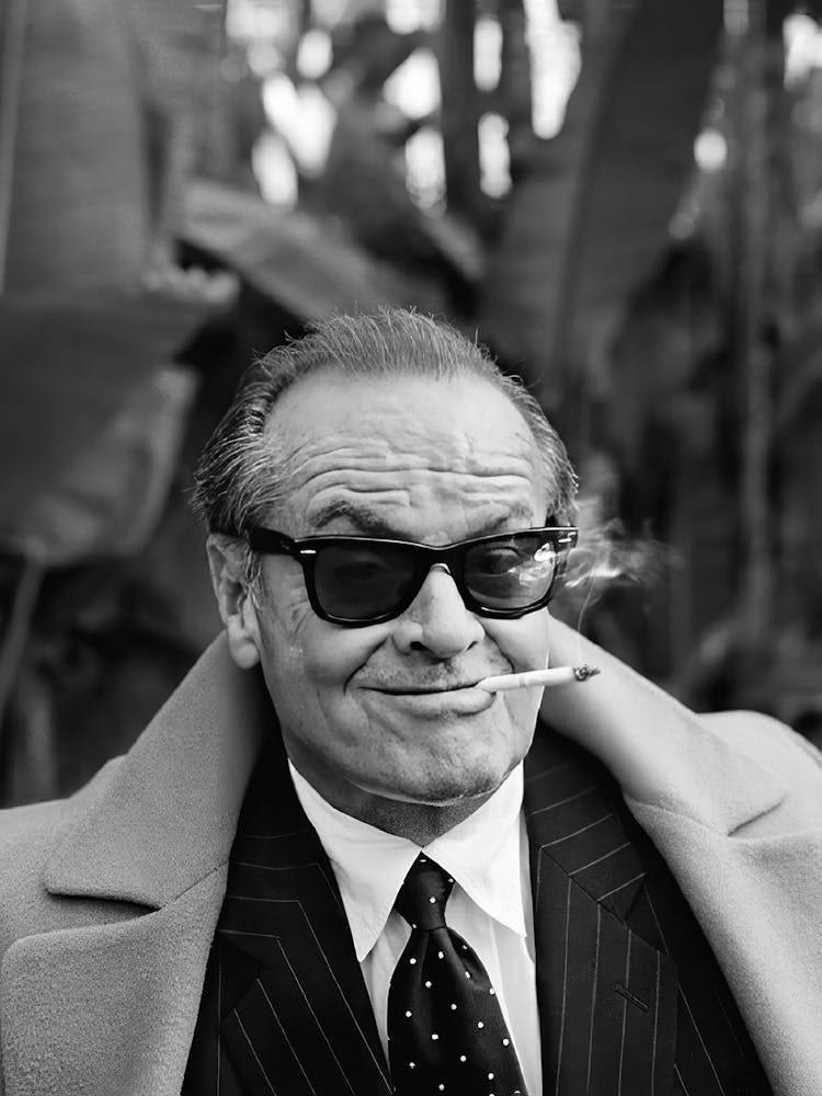 Jack Nicholson With Cigarette, Vintage Black and White Old Photo