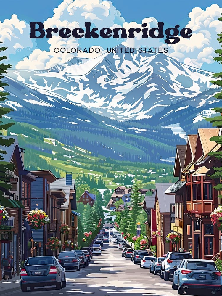 Breckenridge Colorado Stadtlandschaft Digitale Reiseillustration
