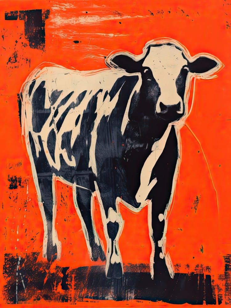 Cow, Woodblock Animal  Drawing 2