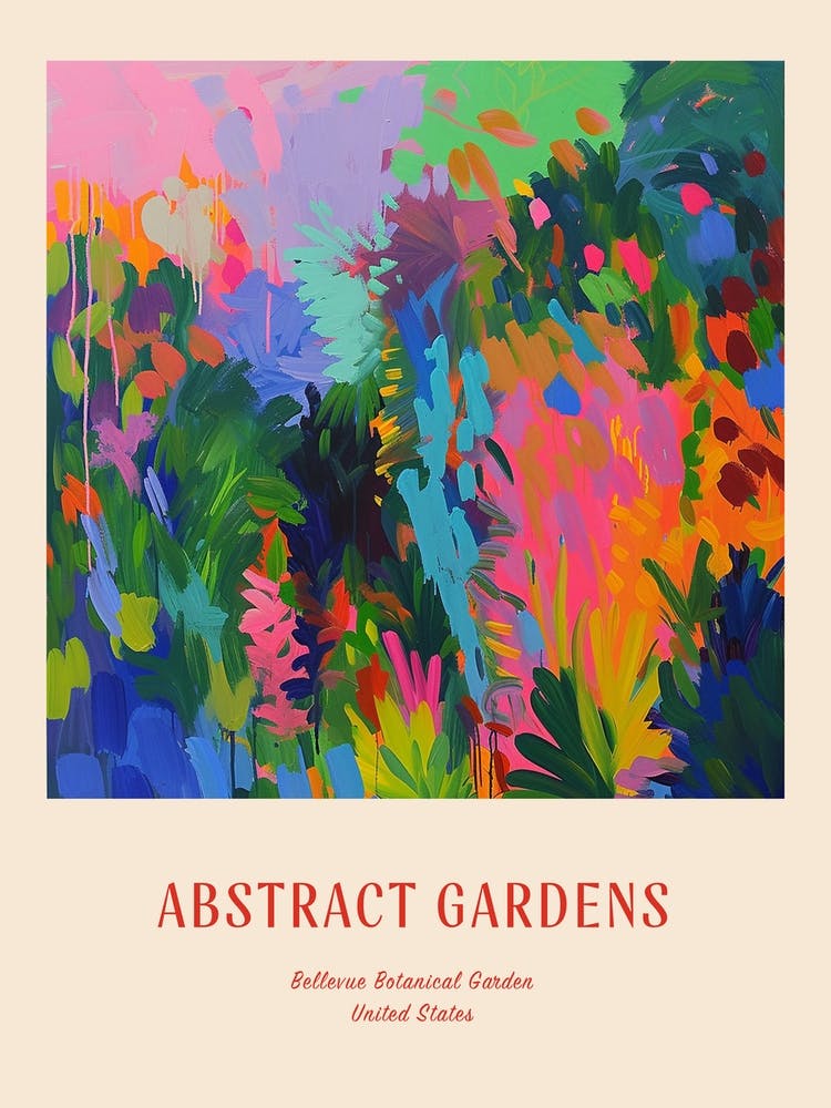 Colourful Gardens Bellevue Botanical Garden Usa 2 Red Poster