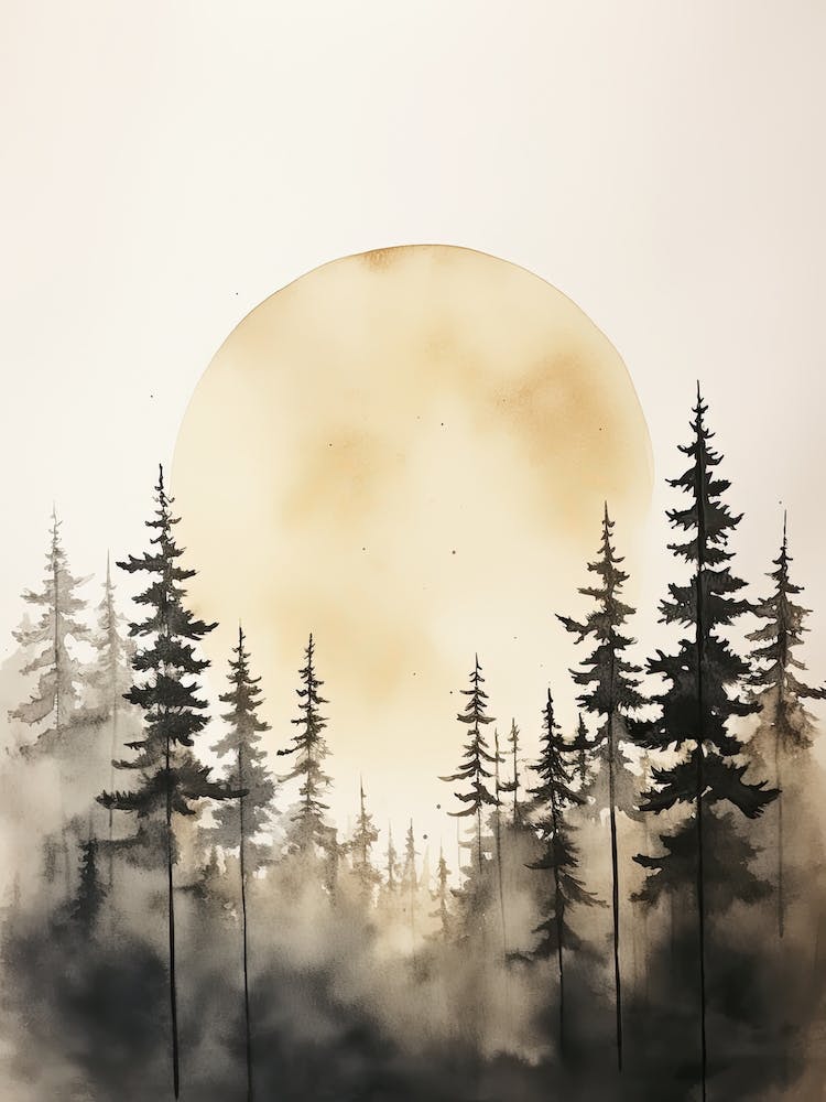 Watercolour Of Taiga Forest   Northern Eurasia And North America 3