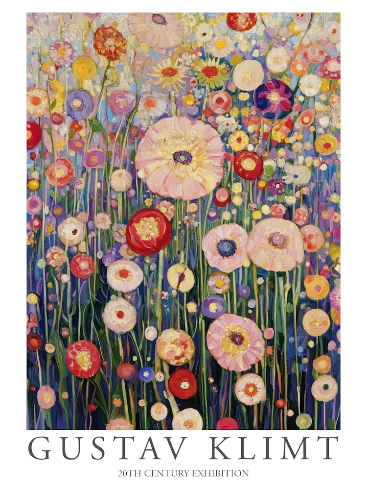 Gustav Klimt Print Flower Garden Poster Klimt Exhibition Poster Painting Wildflowers