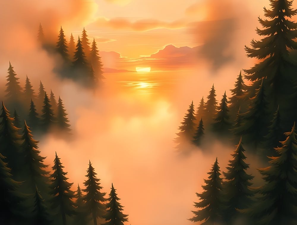 Sunrise Over The Forest