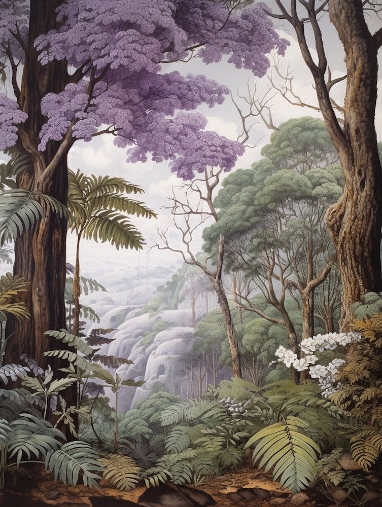 Vintage Jungle Botanical Illustration Jacaranda 2