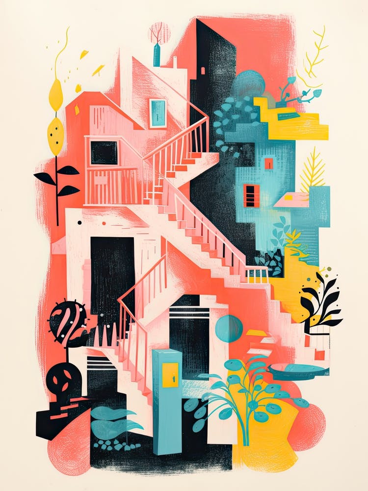 A House In Rome, Abstract Risograph Style 2
