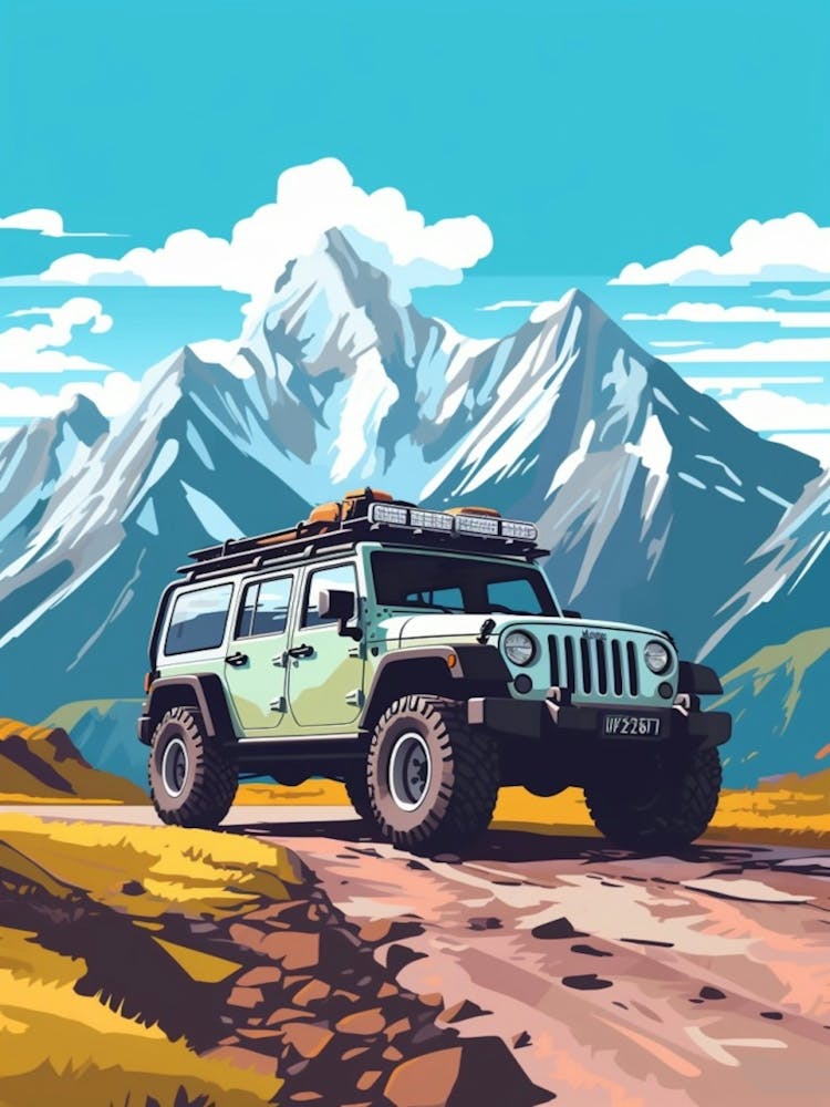 A Jeep Wrangler In The Andean Crossing Patagonia Illustration 4