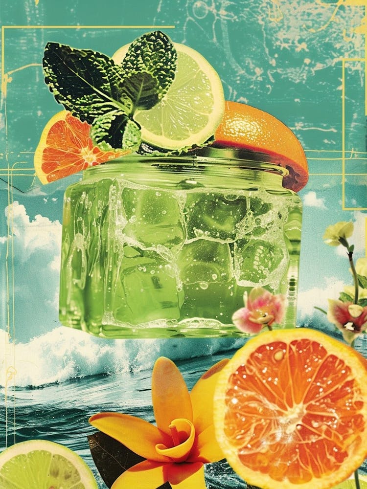 Collage rétro : Gelée verte 2